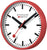 Reloj de pared Mondaine con borde rojo, esfera blanca y manecillas negras