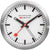 Reloj de mesa redondo: esfera blanca, marcadores negros, manecillas rojas