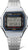Reloj con podómetro, correa de metal plateado y pantalla digital azul