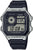 Reloj Casio para hombre con correa oscura, caja plateada y pantalla digital de hora mundial