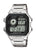 Reloj digital para hombre con pantalla negra y correa de acero inoxidable plateado, Casio