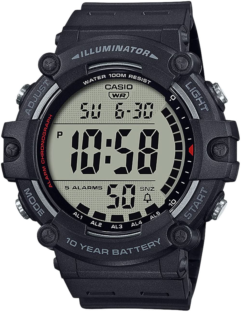 Reloj para hombre con esfera digital, caja negra y correa de caucho negra