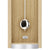 Wanduhr mit Eiche-Holzfront, silbernem Pendelknopf und kleiner AMS-Markierung
