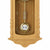 Wanduhr aus hellem Holz mit rundem Zifferblatt und Messing-Design im Frontfenster