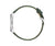 Pulsera de hombre: vista lateral con correa de cuero verde y caja plateada