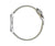 Reloj de pulsera para mujer con correa de cuero gris y caja plateada, vista lateral.
