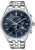 Reloj de hombre con esfera azul, diseño de cronógrafo y correa de acero inoxidable