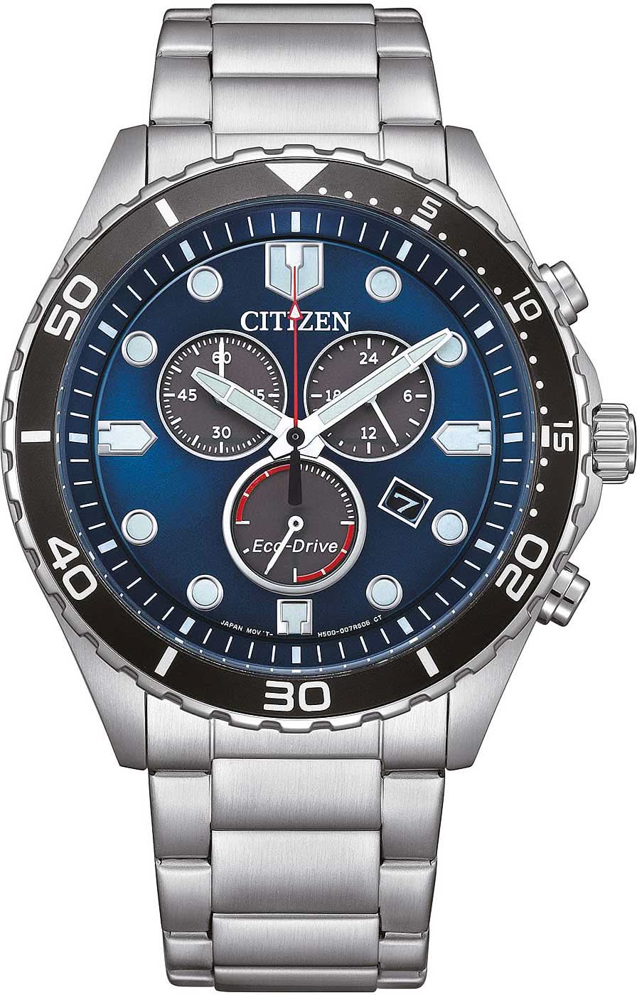 Reloj Citizen para hombre con esfera azul de cronógrafo y correa de metal
