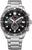 Reloj de hombre con esfera negra, subesferas de cronógrafo y correa de acero inoxidable