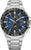 "Reloj Citizen con esfera azul, marcadores luminosos y brazalete de metal"