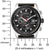 Reloj Citizen para hombre con esfera negra y correa de cuero negra, vista frontal