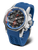 Vostok Europe herrklocka med blått silikonarmband, blå ring och svart urtavla
