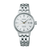 Seiko Presage - Reloj de mujer con brazalete milanés plateado y esfera blanca