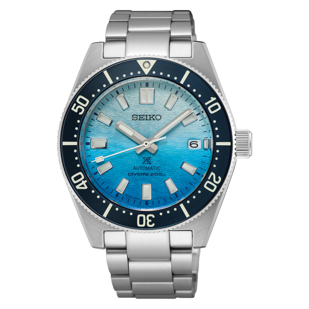 Reloj de hombre con esfera azul, bisel giratorio y brazalete de acero inoxidable