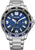 Reloj para hombre con esfera azul, Eco-Drive, correa de acero inoxidable y bisel taquímetro