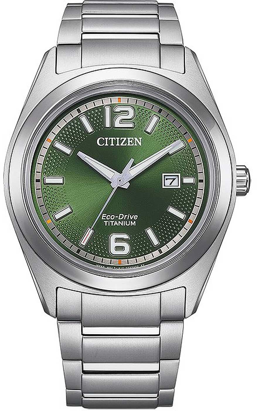 Reloj Citizen para hombre con esfera verde, correa de metal y movimiento de 3 agujas