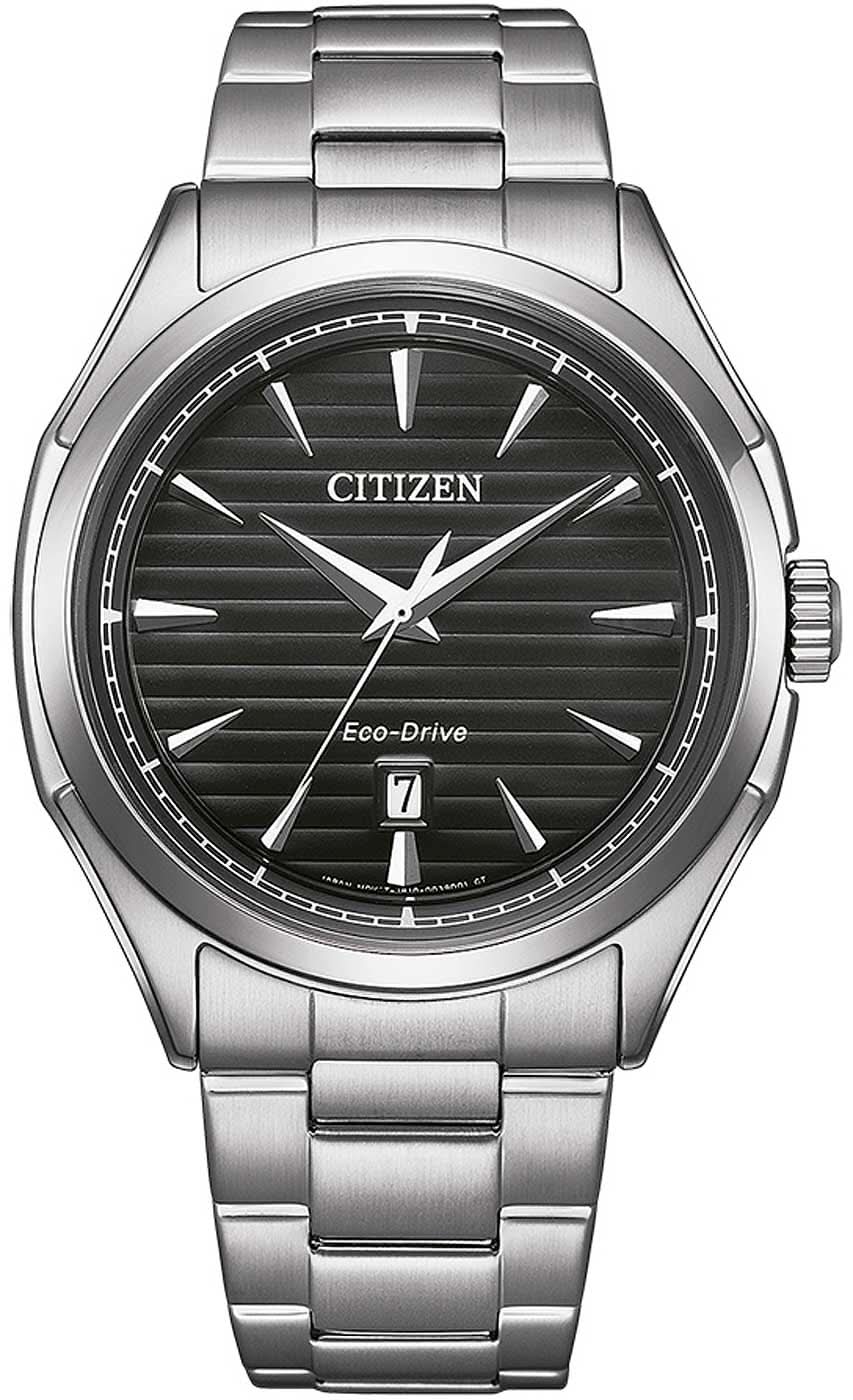 Reloj Citizen para hombre con caja de acero inoxidable plateado y esfera negra