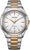 Reloj Citizen con esfera blanca, correa metálica bicolor y cierre desplegable