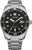 Reloj de hombre con esfera negra, correa de acero inoxidable y manecillas analógicas