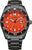"Reloj Citizen Eco-Drive de cuarzo solar con esfera naranja y correa de acero inoxidable negra"