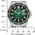 Pulsera de hombre con esfera verde, bisel plateado y visualización de fecha