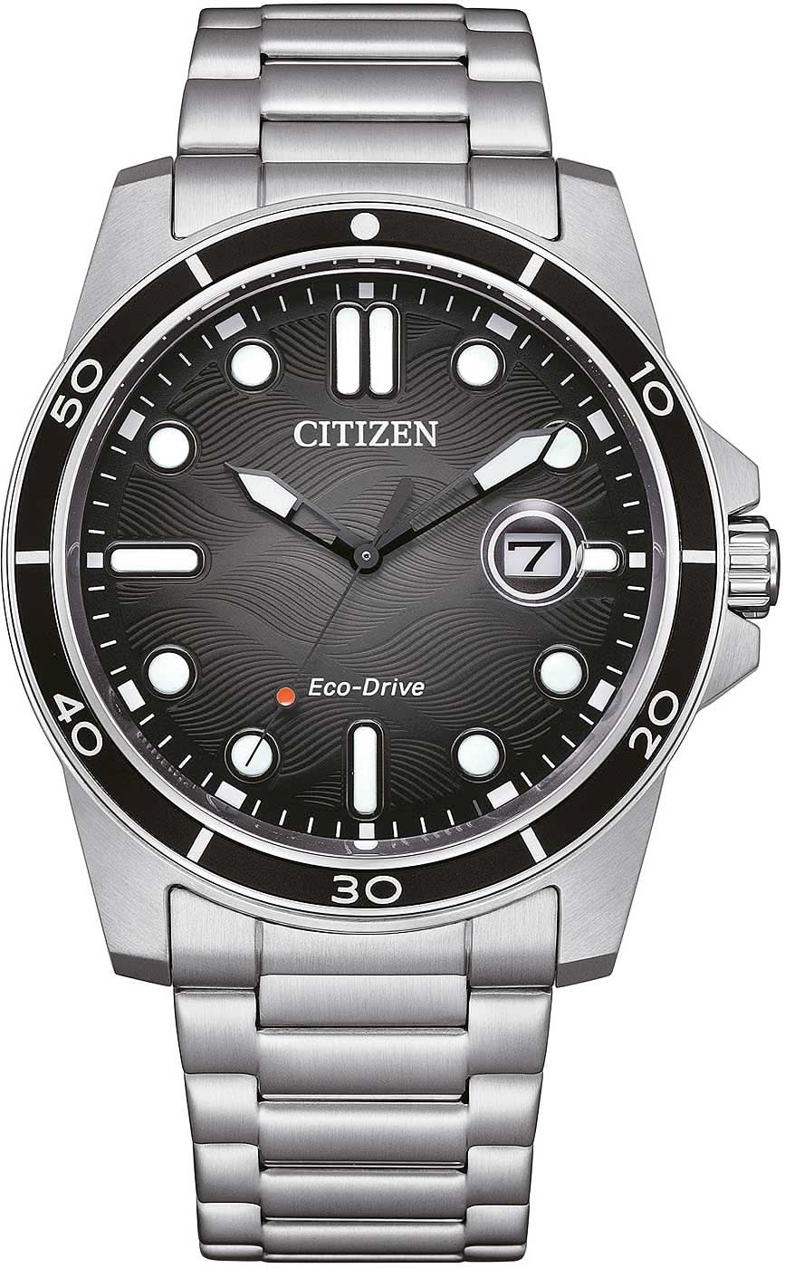 Reloj de hombre con correa de acero inoxidable plateado y esfera negra