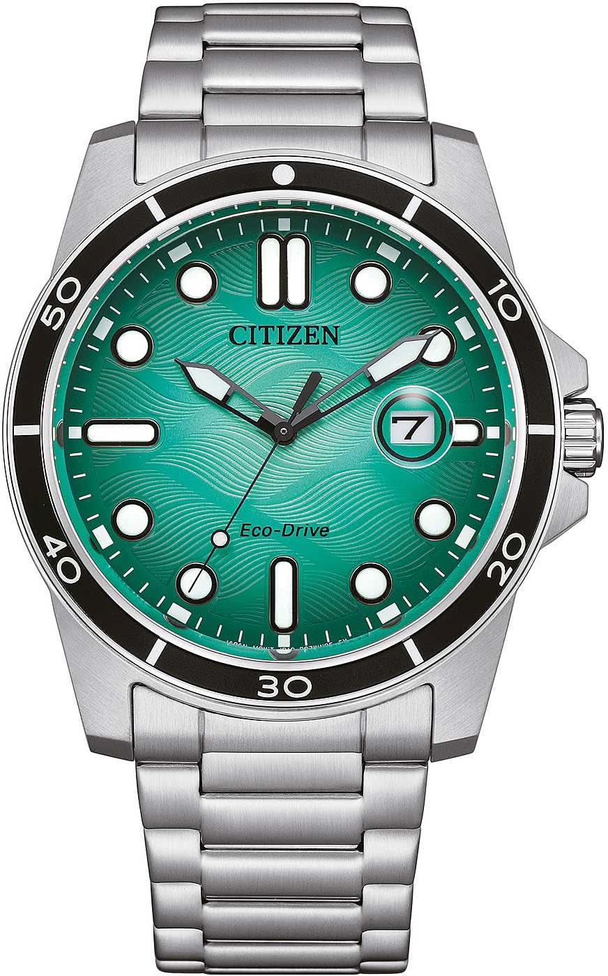 Pulsera de acero inoxidable para hombre Citizen con esfera verde azulado