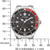 Pulsera de hombre con esfera negra, bisel rojo y correa de acero inoxidable