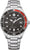 Pulsera de hombre con esfera negra y correa de acero inoxidable, bisel rojo