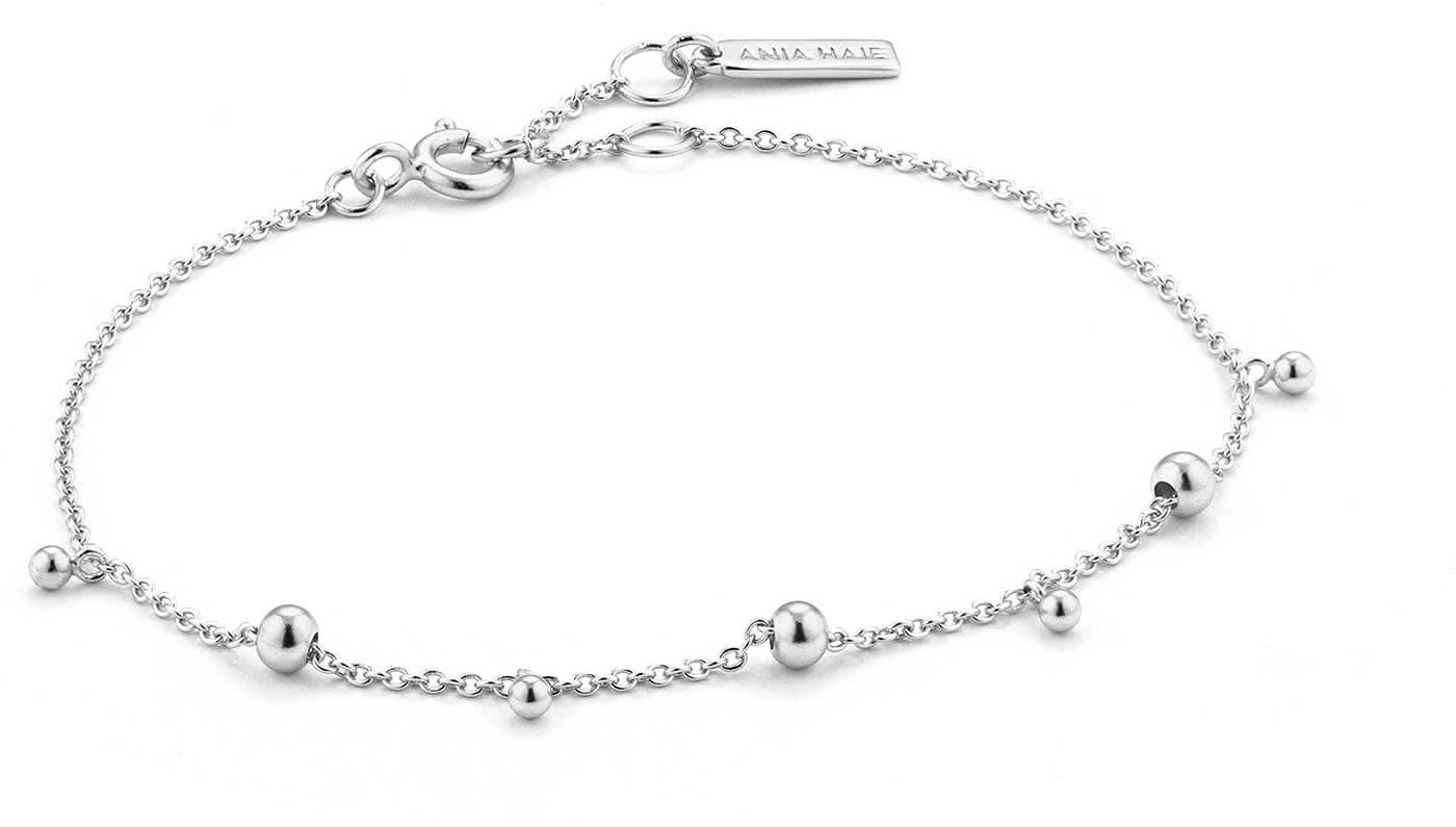 Pulsera de plata con finos dijes de bola en cadena de eslabones