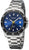Reloj de buceo Regent para hombre con esfera azul oscuro y correa de metal plateado