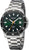 Reloj de buceo para hombre con esfera verde, bisel negro, ventana de fecha y correa de acero inoxidable
