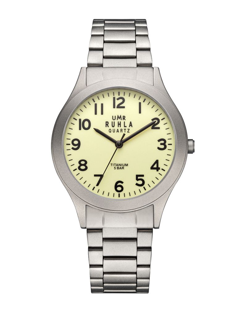 UMR Ruhla Basic 1320-4 RB13204 Herren • Titan-Quarzwerk Miyota 7T35 • Leuchtzifferblatt