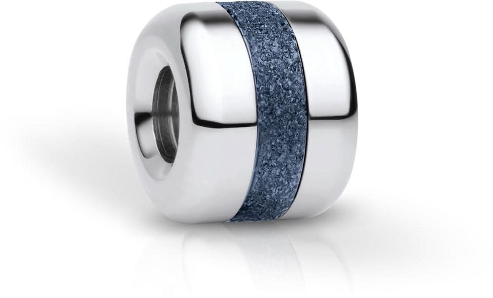 Colgante de acero inoxidable con inserto azul rugoso y apertura lateral