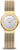 Reloj de mujer Bering con correa milanesa dorada y esfera plateada