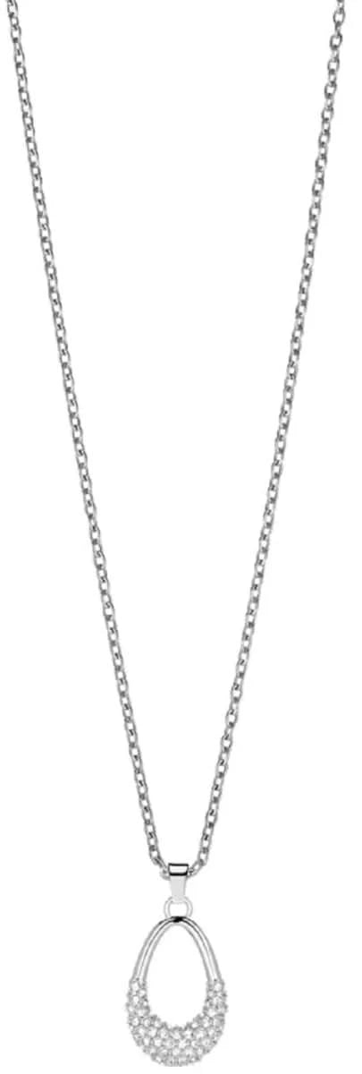 Collar de plata con eslabones y colgante en forma de gota con adornos de brillantes