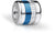 Charm de acero inoxidable con banda de esmalte azul y piedras pavé en el borde