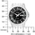 Reloj de hombre con esfera negra, indicador de fecha "LUN 7" y caja plateada