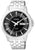 Reloj de acero inoxidable para hombre con esfera negra, indicador de fecha y pulsera de metal