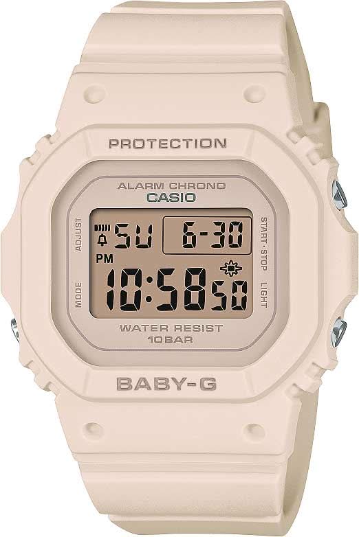 Reloj Casio Baby-G para mujer con correa de plástico beige y pantalla digital, resistente a los golpes