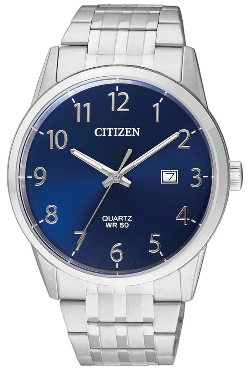 Reloj de hombre Citizen con esfera azul y pulsera de acero inoxidable plateado