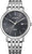 Reloj de hombre con correa de acero inoxidable y esfera gris oscuro, pantalla de cuarzo