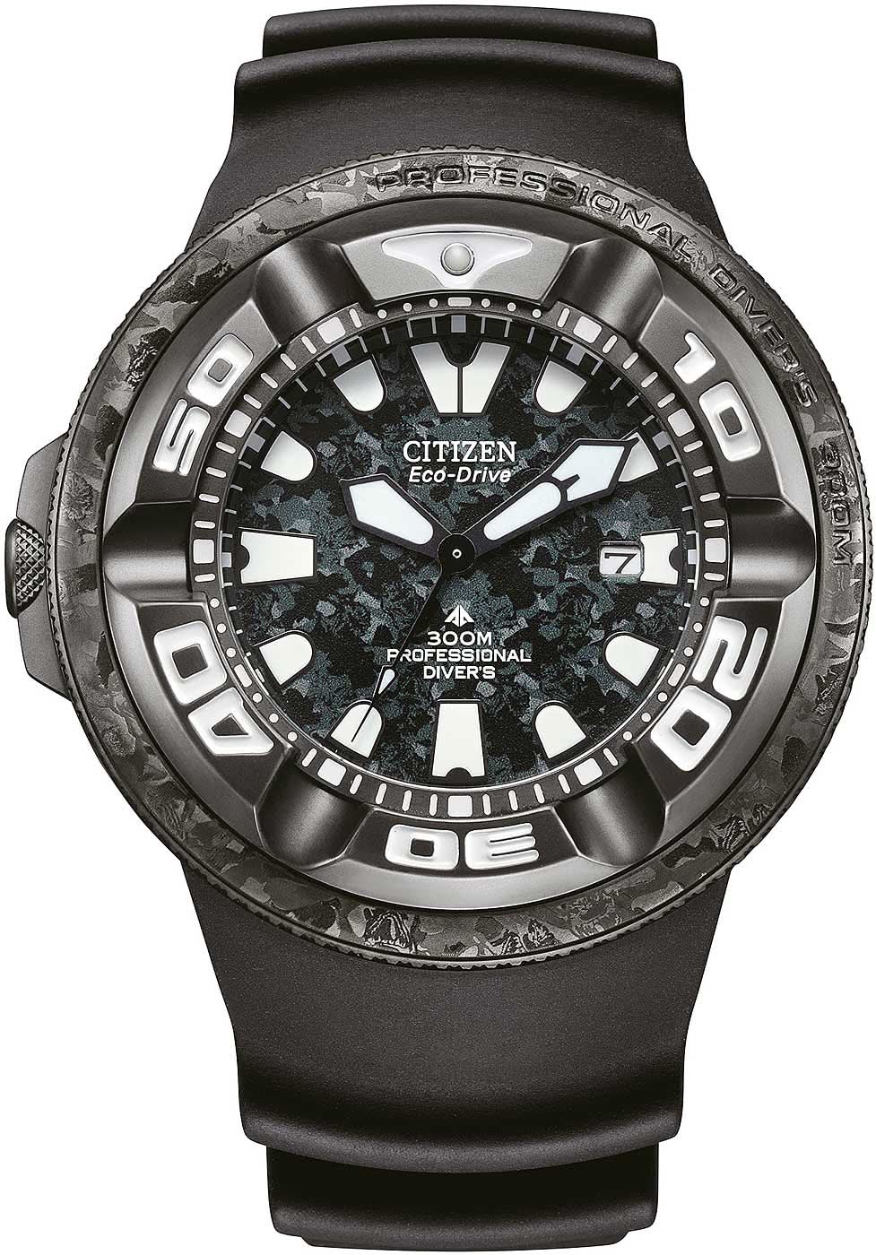 Reloj de hombre con correa de caucho negra, esfera negra y bisel plateado