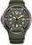 Reloj de hombre con esfera verde, manecilla roja y correa de caucho verde