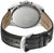 Pulsera de hombre con fondo de acero inoxidable y correa de cuero negra, cierre visible