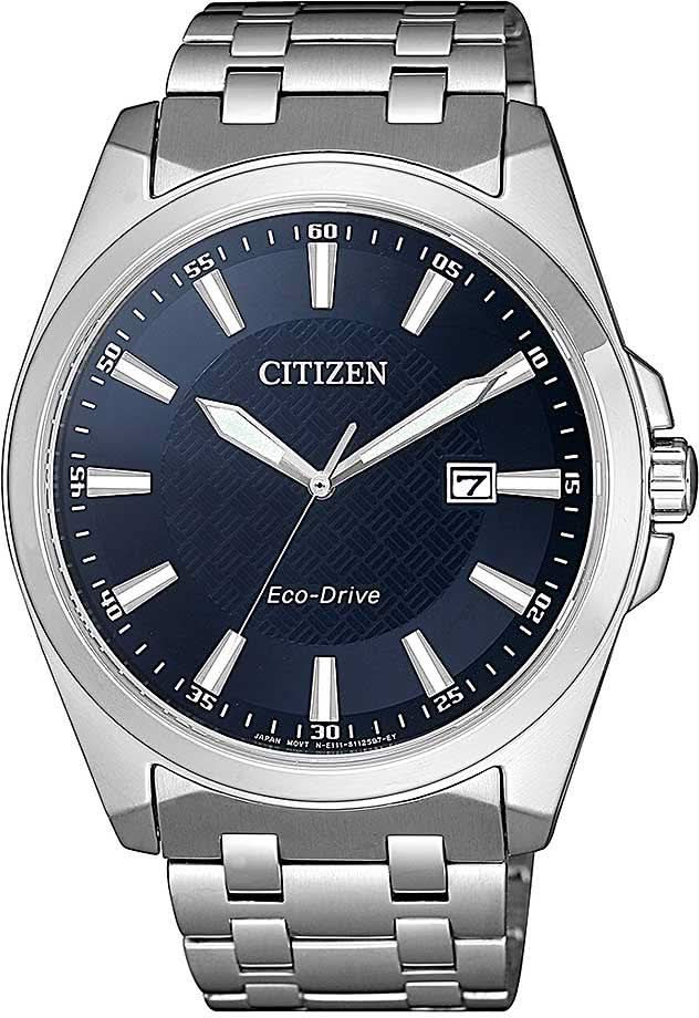 Reloj Citizen para hombre con esfera azul oscuro y pulsera de acero inoxidable plateado