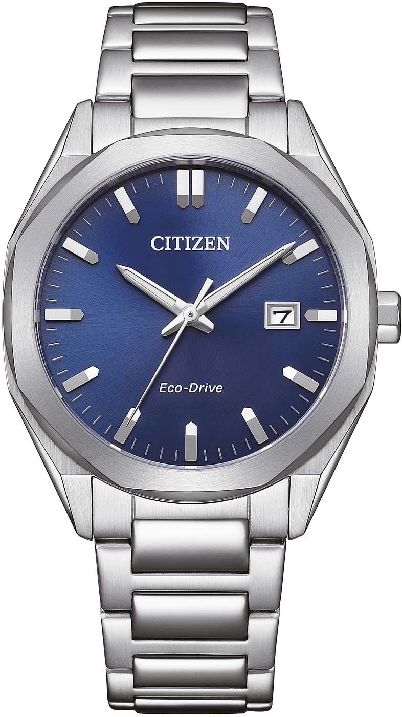 Reloj Citizen Eco-Drive para hombre con esfera azul y correa de acero inoxidable, bisel redondo
