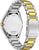 Reloj de hombre con pulsera de acero inoxidable plateado y eslabones dorados, parte trasera