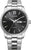 Reloj de hombre con esfera negra, números romanos e indicador de fecha, correa de acero inoxidable