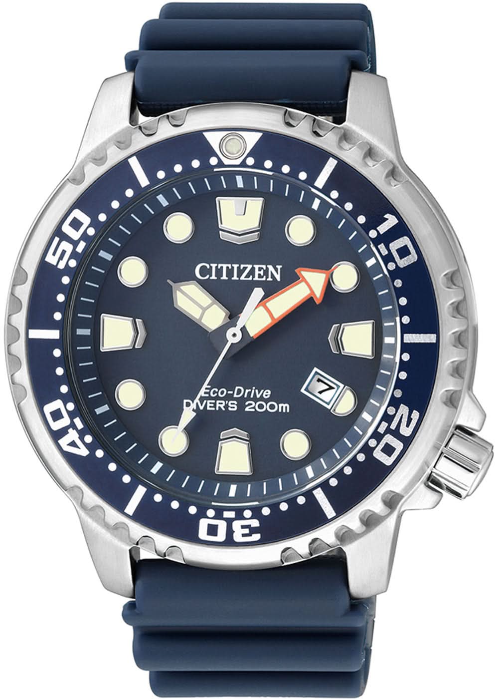 Reloj para hombre con esfera azul, caja plateada y correa azul